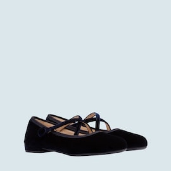 Miu Miu VELVET CROSS STRAP BALLERINA FLATS - Picture 4 of 9